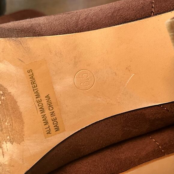 Lulus Walder Brown Suede Pointed Toe Block Heel Booties Size 6.5 Western Chic - Picture 12 of 12